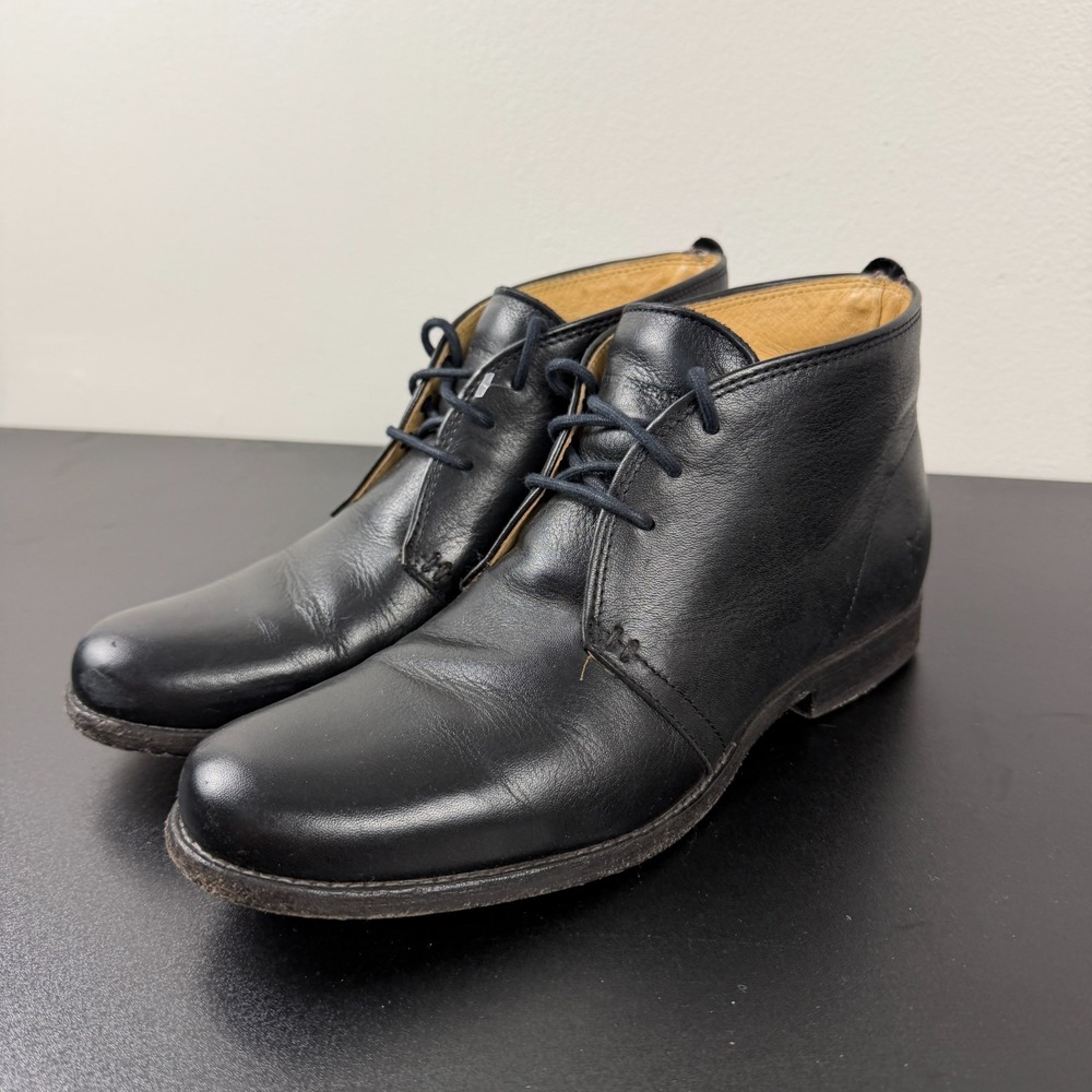 Frye‎ Phillip Chukka Boot Men's 9.5B Black Leather Classic Lace-Up Career Dress